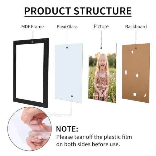 Black 5x7 Picture Frame Set of 22 - MDF Wood Wall & Table Display