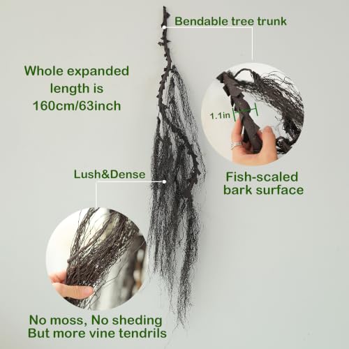 63-Inch Black Faux Weeping Willow Tree Branches Hanging Vines Halloween Decor - Variation: Black