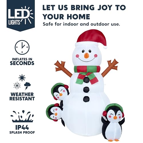 6 Ft Christmas Snowman Inflatable with Built-In LED Lights for Outdoor Decor