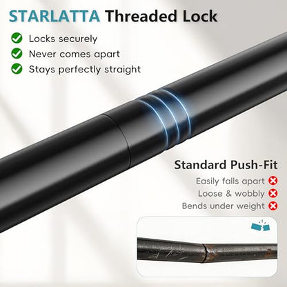 Heavy Duty Black Closet Rod - 17-84 Inch, Twist & Screw Mount, Rust-Resistant