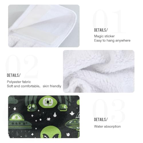 Alien UFO Green Hanging Kitchen Towels - Pack of 2 Dish & Hand Towels