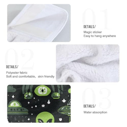 Alien UFO Green Hanging Kitchen Towels - Pack of 2 Dish & Hand Towels