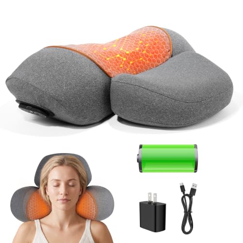 3-in-1 Neck Massager Pillow with Heat, Traction, and 5000mAh Battery