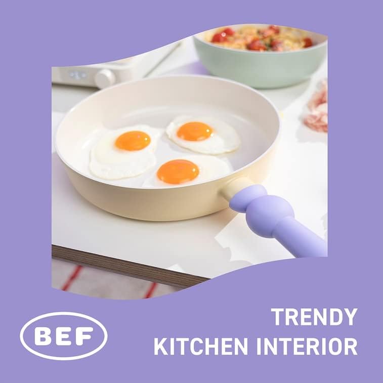 Neoflam Better Finger Kitchen Essential 9.5 Inch Stir Frying Pan with Handle, Healthy Cooking Nonstick Ceramic Coating Skillet, Induction Compatible Cookware, Made in Korea (24cm Frying Pan)