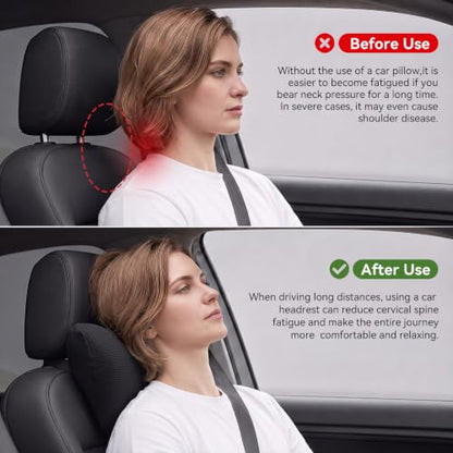 Definitely Comfy Car Headrest Pillow Wing Black with Adjustable Strap
