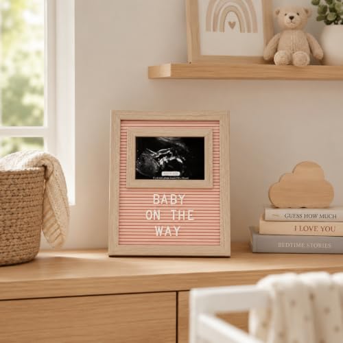 Pink Sonogram Letterboard Frame for Nursery - Personalized Pregnancy Keepsake - Variation of Pink Sonogram Letterboard