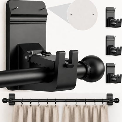 Damage-Free Heavy Duty Curtain Rod Brackets - Supports Up to 30 lb