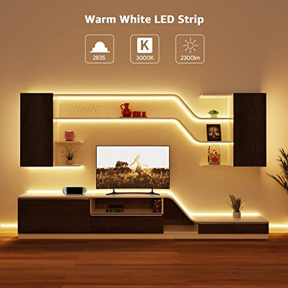 Lepro 32.8ft LED Strip Light Kit - Flexible 12V SMD 2835, Warm White, Pack of 2