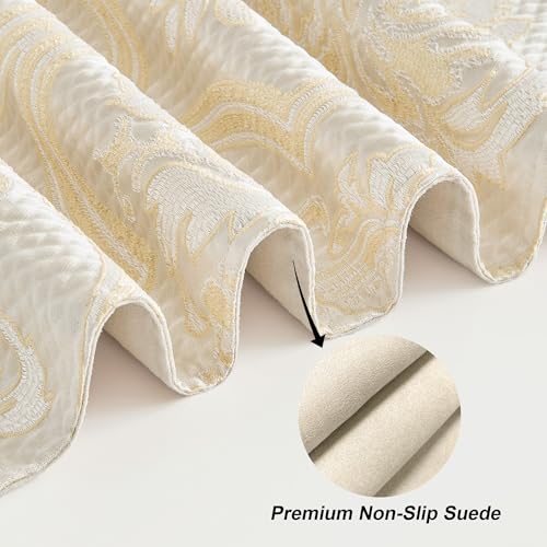 Damask Jacquard Table Runner Beige Gold 13x108 Inches Elegant Decor