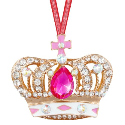 Pink Crown Christmas Ornament - 4-Piece Holiday Decorations for Women & Girls