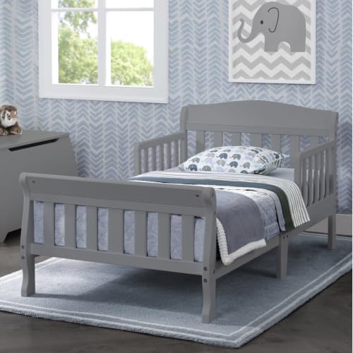 Toddler Bed with Guardrails and Waterproof Mattress - Grey
