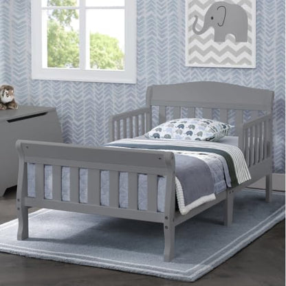 Toddler Bed with Guardrails and Waterproof Mattress - Grey