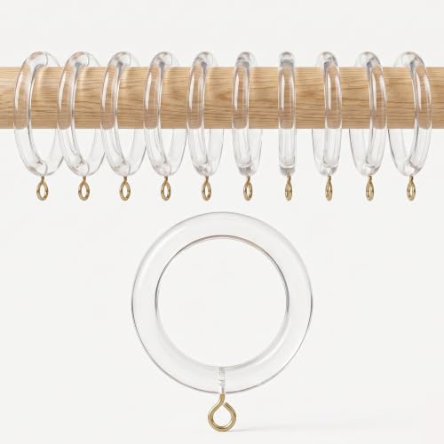 Acrylic Wooden Curtain Rings 24 Pack Without Clips - 1.75 Inch Inner Diameter, Farmhouse Style
