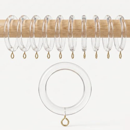 Acrylic Wooden Curtain Rings 24 Pack Without Clips - 1.75 Inch Inner Diameter, Farmhouse Style