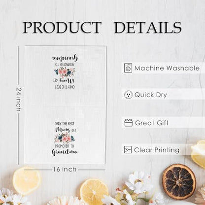 Grandma Kitchen Towels - First Time Grandma Gift, Pregnancy Announcement, 16x24 Inch, Hand Tea Towels for Kitchen & Bathroom - Grandma Variation