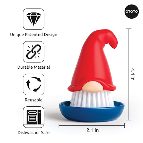 Beardy Gnome Dish Brush with Handle - Unique Kitchen Cleaning Tool