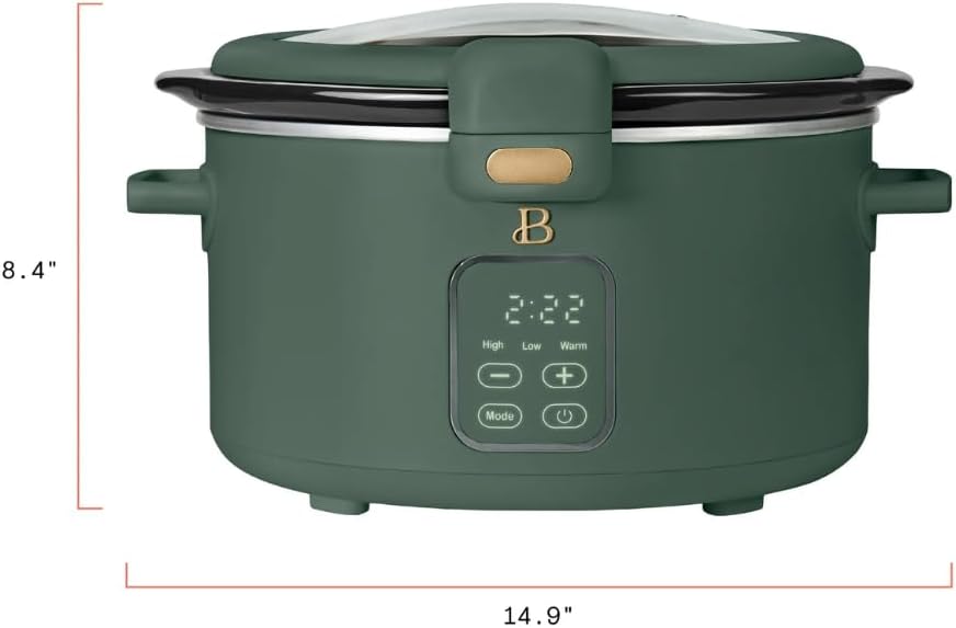 Skiennix 4 Quart Programmable Slow Cooker - Digital Touch Controls & Removable Nonstick Pot | Thyme Green
