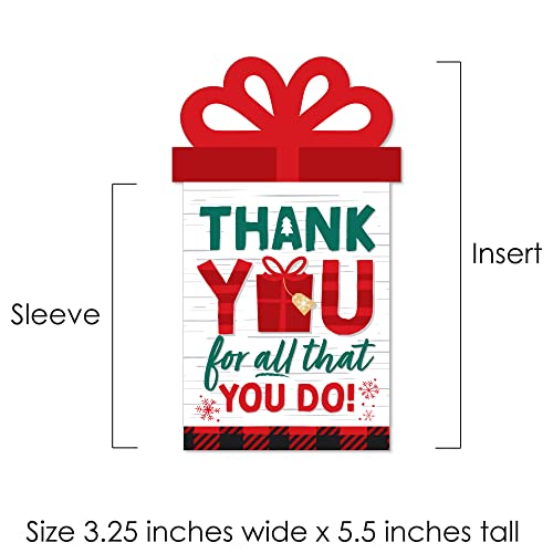Christmas Thank You Gift Card Holders Set of 8 - Holiday Themed, 4 x 5.5 Inches