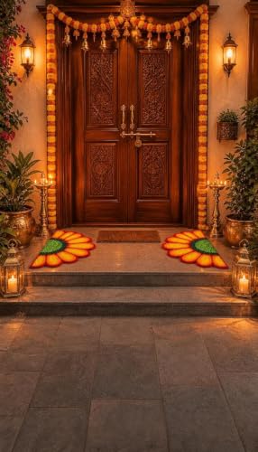 Reusable Handmade Lotus Rangoli Mats Set of 4 for Diwali & Festive Decor