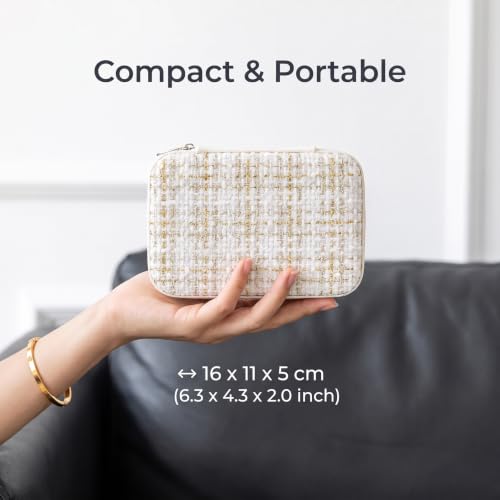 White Travel Jewelry Case, Portable Earring and Necklace Organizer
