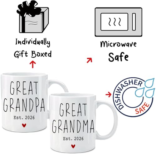 Great Grandparents EST 2026 Mug - White - Pregnancy Announcement Gift