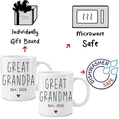 Great Grandparents EST 2026 Mug - White - Pregnancy Announcement Gift