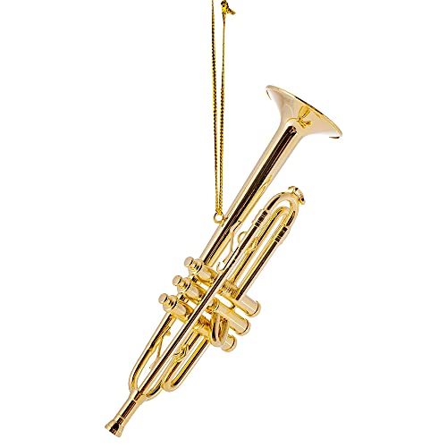 Gold Brass Trumpet Ornament for Christmas Tree & Music Decor