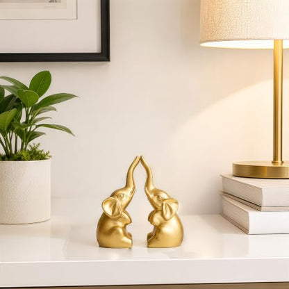 Mini Gold Elephant Decor Statues - Charming Office & Home Accent Gift