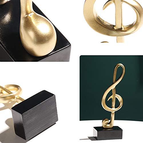 Set of 3 Music Note Resin Decor Statues - Modern Gold Home & Office Ornaments