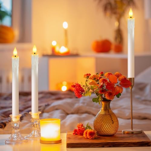 Off-White Flameless Candles with Remote Timer - Battery Operated Window Candles