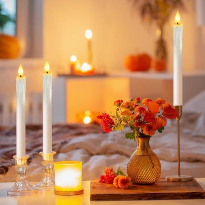 Off-White Flameless Candles with Remote Timer - Battery Operated Window Candles