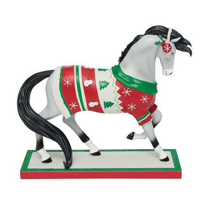Christmas Sweater Horse Figurine - Painted Pony Collectible, 7.4 Inch