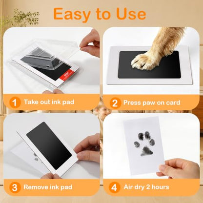 Pet Paw Print Kit Black Medium 2 Pack - Inkless, Mess-Free Keepsake for Dogs, Cats & Babies