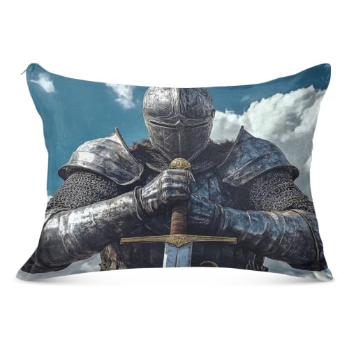 20x26in Viking Warrior Sword Plush Pillow Case with Hidden Zipper - Soft Cozy Fabric