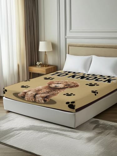 Twin XL Flat Sheet Only Microfiber Pet Paw Prints Farmhouse Bed Bedding - Brown