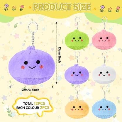 12-Pack Cute Plush Dumpling Keychains Party Favors & Bag Charms