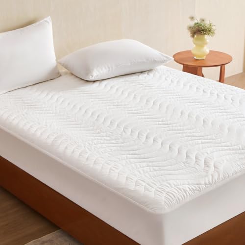 Wavy White Wool Mattress Pad King Size - Washable Australian Wool