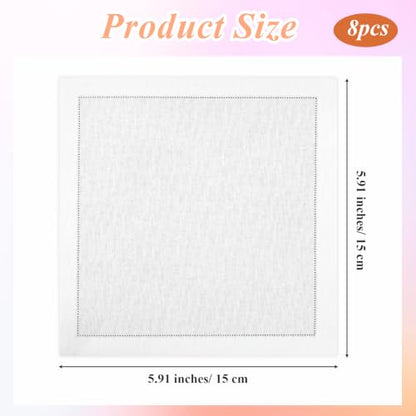 8 Pack White Linen Cocktail Napkins for Weddings & Bars - Elegant Cotton Cloth