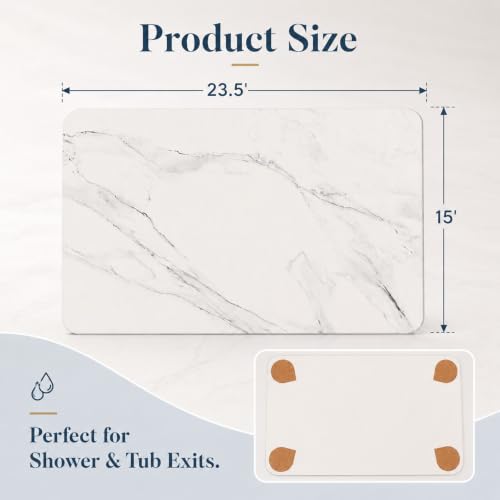 Whitemarble Diatomaceous Earth Bath Mat - Fast Drying Stone Bathroom Rug