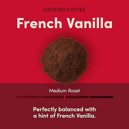 Tim Hortons French Vanilla, Flavored Roast Ground Coffee, Perfectly Balanced, Always Smooth, Made with 100% Arabica Beans, 12 Ounce Bag