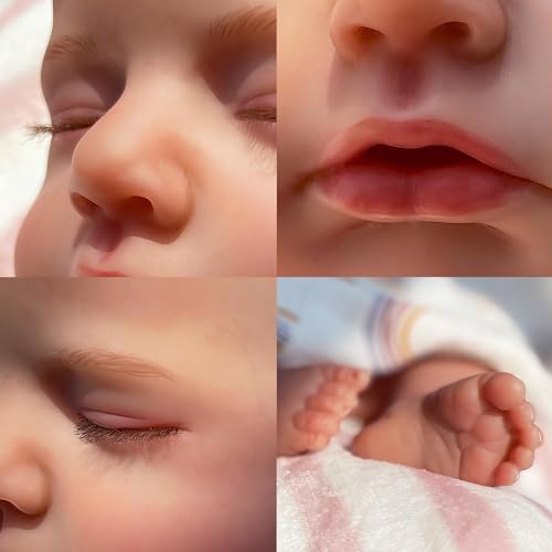 Reborn Baby Doll Girl 20 Inch Lifelike Sleeping Baby Doll - Pink Cloth Body, Hand-Painted Features, Gift Set for Kids 3+