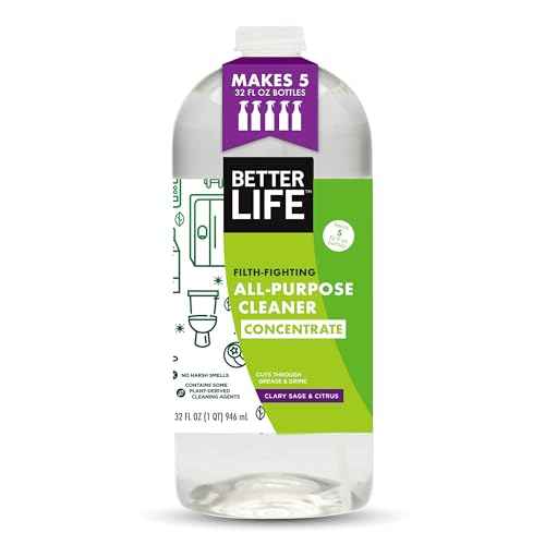 Better Life All Purpose Cleaner Concentrate- Multipurpose Home and Kitchen Cleaner for Glass, Countertops, Appliances, Upholstery & More - 32oz Clary Sage & Citrus Concentrate
