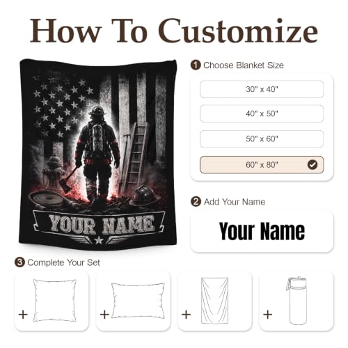 Personalized Firefighter Blanket with Name - Charcoal Firefighter Throw