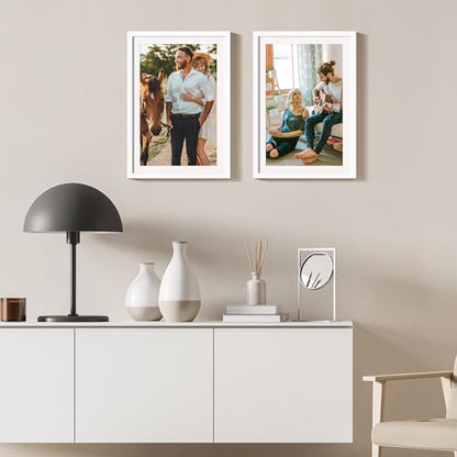 upsimples 13x19 Picture Frame Set of 5, Display Pictures 11x17 with Mat or 13 x 19 Without, Wall Gallery Poster Frames, White