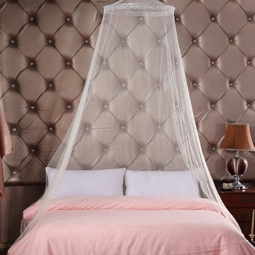 Princess Lace Bed Canopy - No Assembly Mosquito Net for Beds, White 23.6x102.4x315 Inches
