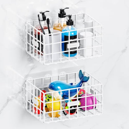 Bath Toy Storage Organizer White 2-Pack Large Plastic Shower Caddy