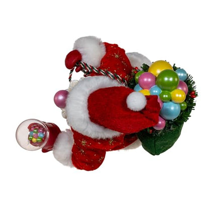 Christmas Santa Figurine 10.5 Inch Fabric Bubblegum Holiday Decoration