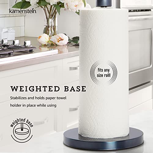 Kamenstein Perfect Tear Paper Towel Holder, 13-Inch, Bronze & 4554ASB Perfect Tear Patented Wall Mount Paper Towel Holder with Rounded Finial, 14-Inch, Silver