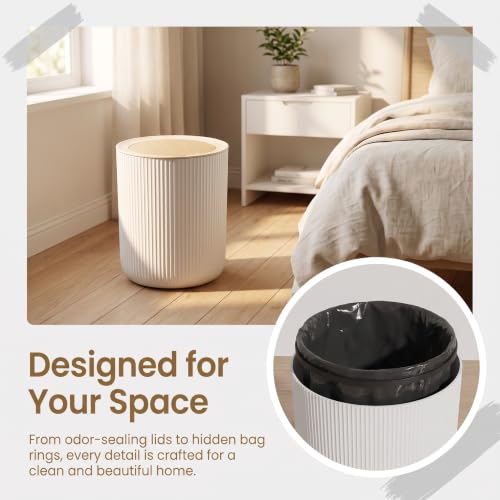 Touchless Bathroom Trash Can with Lid - 2.38 Gallon Smart Wastebasket