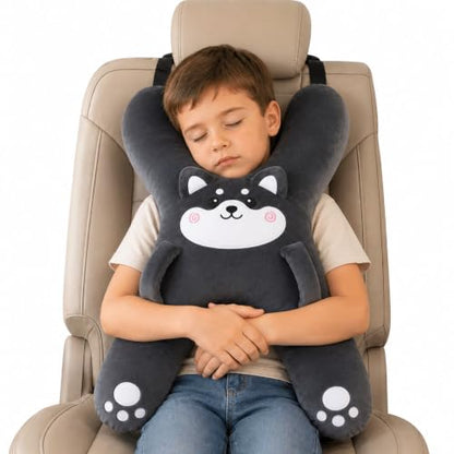 Kids Car Travel Pillow 22 Inch H-Shaped Support Cushion Black - Road Trip Headrest